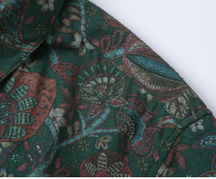 Bold Color with Floral Pattern Detail Men Long Sleeves Slim Fit Shirt - FanFreakz