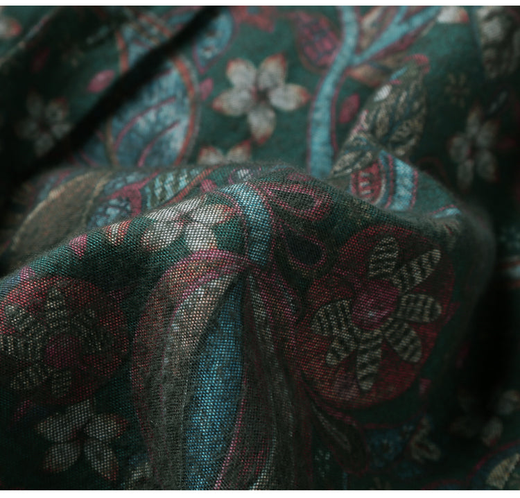 Bold Color with Floral Pattern Detail Men Long Sleeves Slim Fit Shirt - FanFreakz