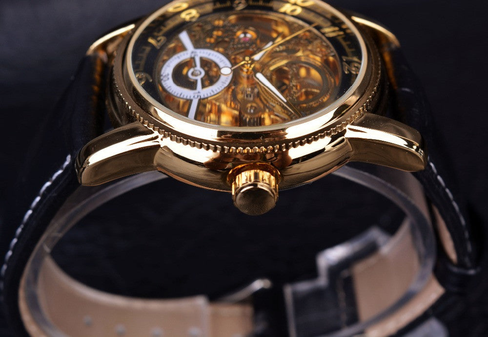 Hollow Engraving Skeleton Classic Golden Case Men Watches - FanFreakz