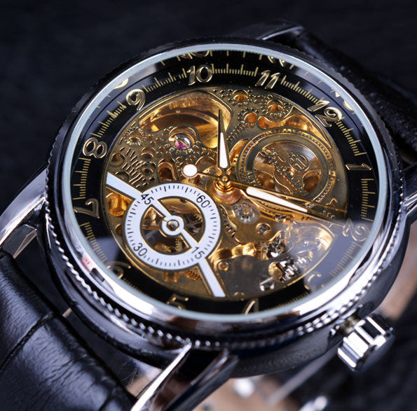 Hollow Engraving Skeleton Classic Golden Case Men Watches - FanFreakz