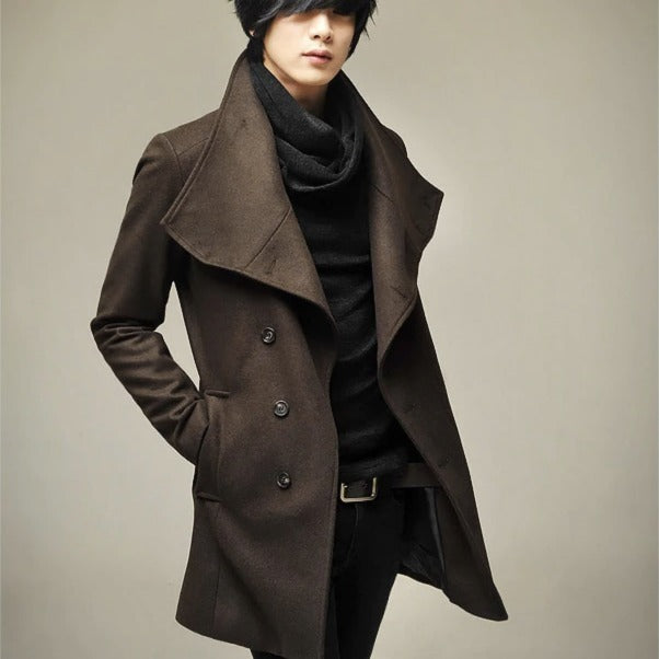 Abrigo de invierno para hombre de estilo coreano elegante con cuello alto