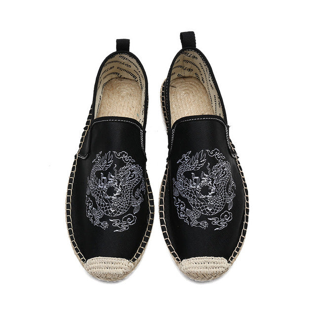 Chinese Elements Dragon Totem Men Canvas Flats Shoes - FanFreakz