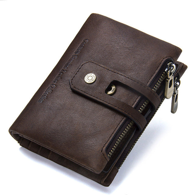 Vintage Compact Minimalist Men Genuine Leather Wallet