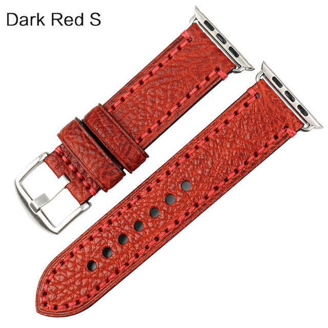 Big Stitches with Bold Color Apple Watch Leather Strap