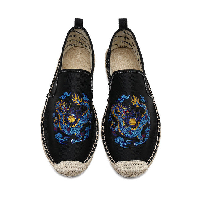 Chinese Elements Dragon Totem Men Canvas Flats Shoes - FanFreakz