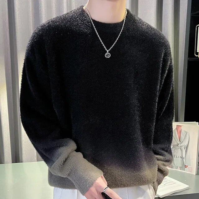 Gradient Color O-Neck Sweater