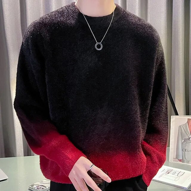 Gradient Color O-Neck Sweater