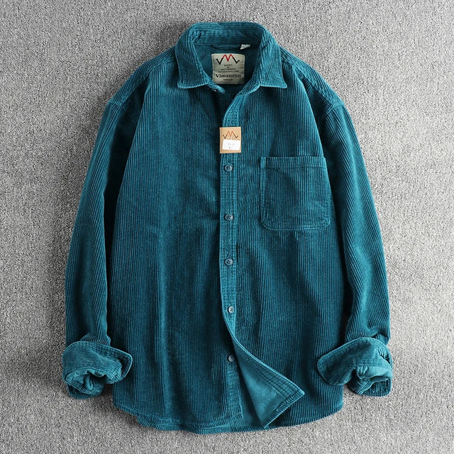 Cotton Corduroy Solid Long Sleeve Shirt