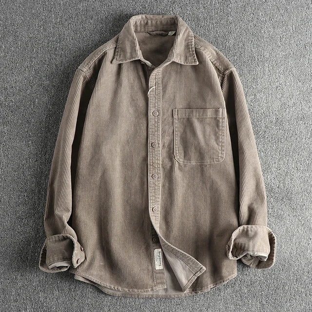 Cotton Corduroy Solid Long Sleeve Shirt