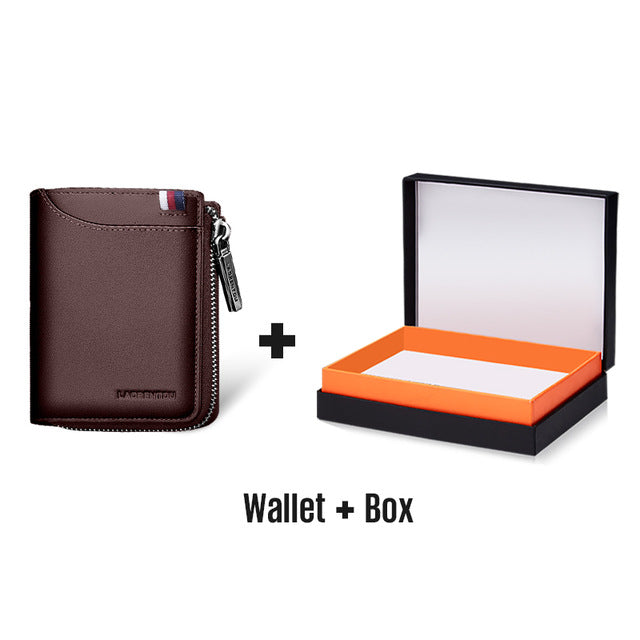 Portefeuille en cuir véritable pour hommes avec fermeture à glissière
