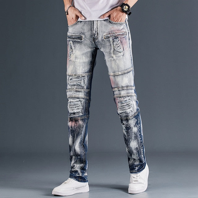 Galaxy Unicorn Patchwork Ripped Jeans