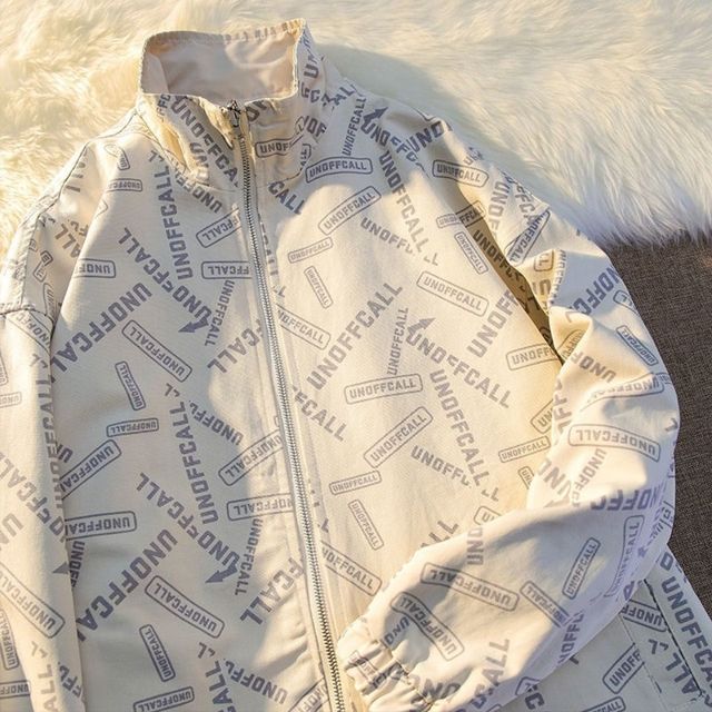 Reverse Letter Solid Bomber Jacket