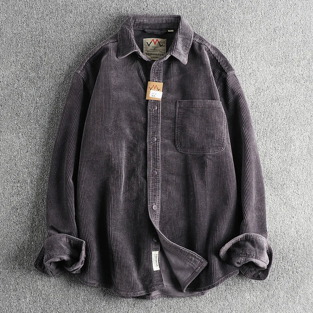 Cotton Corduroy Solid Long Sleeve Shirt