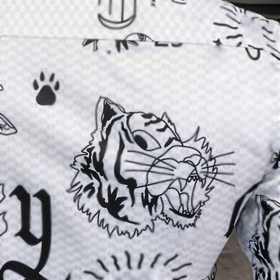 Lettre Imprimer Slim Fit Manches Longues Décontracté Bureau Porter Style Hommes Chemises