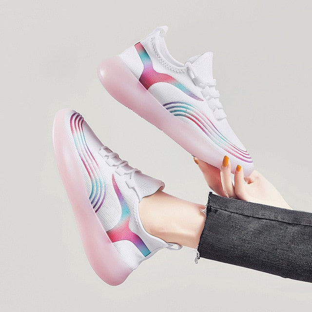 Colorful Rainbow Chunky Lace Slip On Unisex Men Sneakers