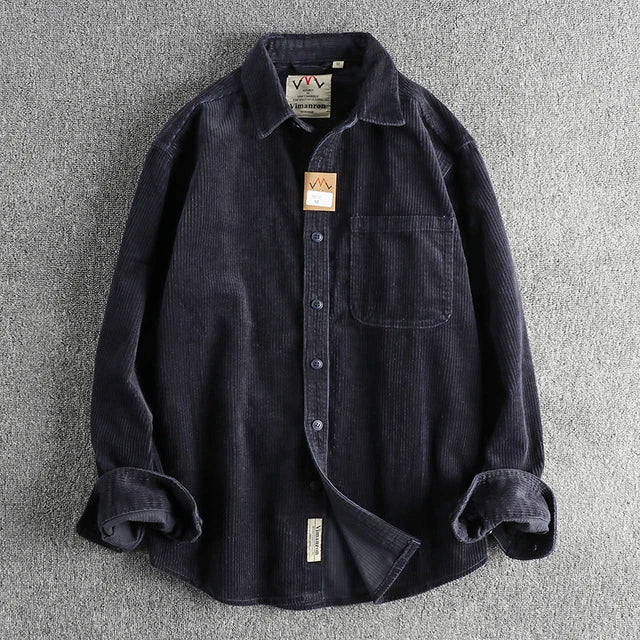 Cotton Corduroy Solid Long Sleeve Shirt