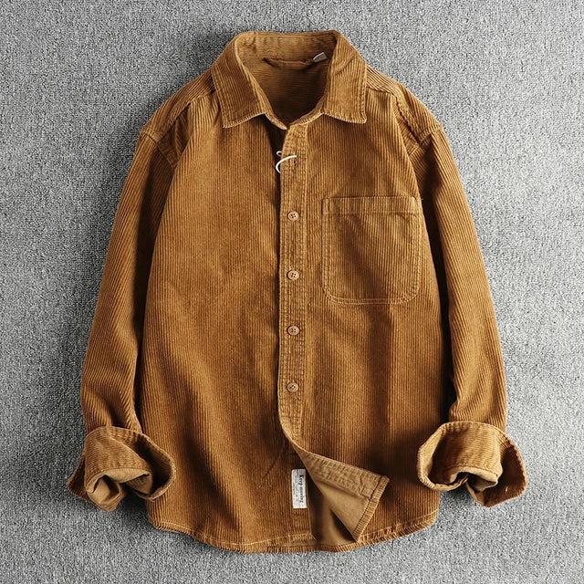 Cotton Corduroy Solid Long Sleeve Shirt