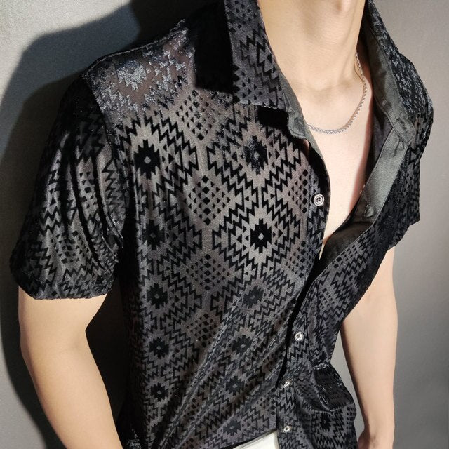 Abstract Art Pattern See-Through Shirt