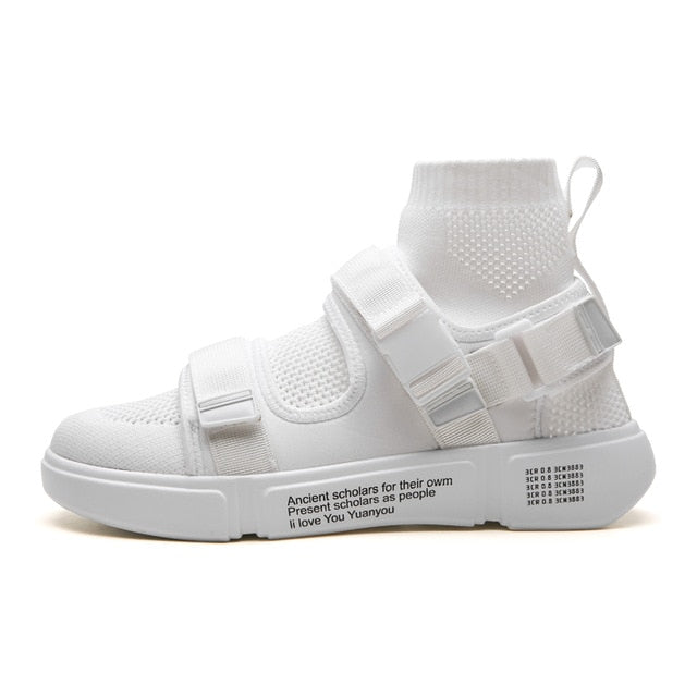 High Top Casual Socks Buckle Breathable Thick Bottom Style Men Sneaker