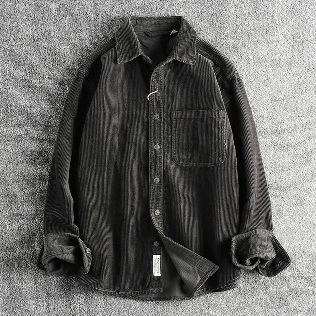 Cotton Corduroy Solid Long Sleeve Shirt
