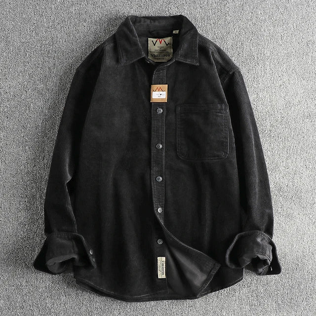 Cotton Corduroy Solid Long Sleeve Shirt