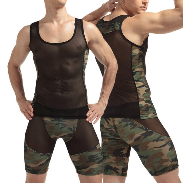 Camouflage Army Style Men Romper