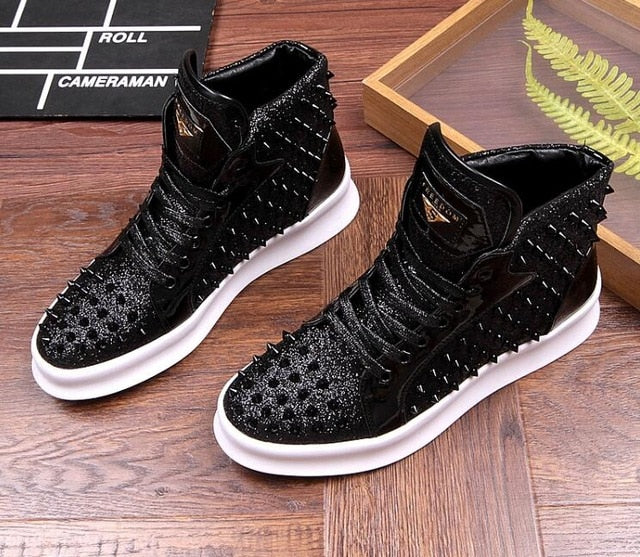 High Top British Style Rivet Chaussures Hommes Sneaker Casual