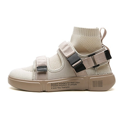 High Top Casual Socks Buckle Breathable Thick Bottom Style Men Sneaker