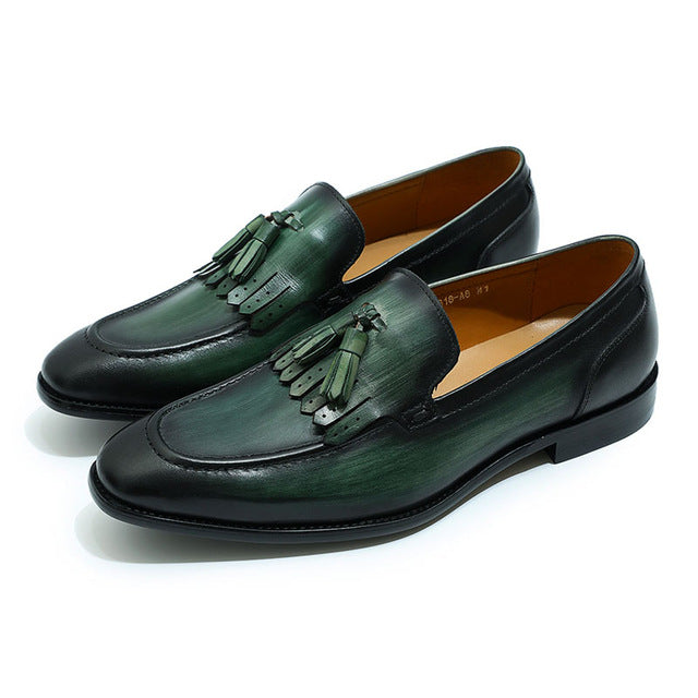 Gradient Color Italian Style Tasseled Men Loafers Shoes