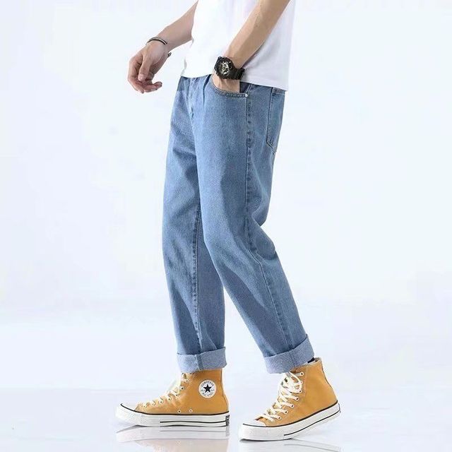 Stitching Letter Printed Men Jeans