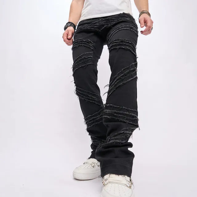 Vintage Stylish Loose Ripped Patch Jeans