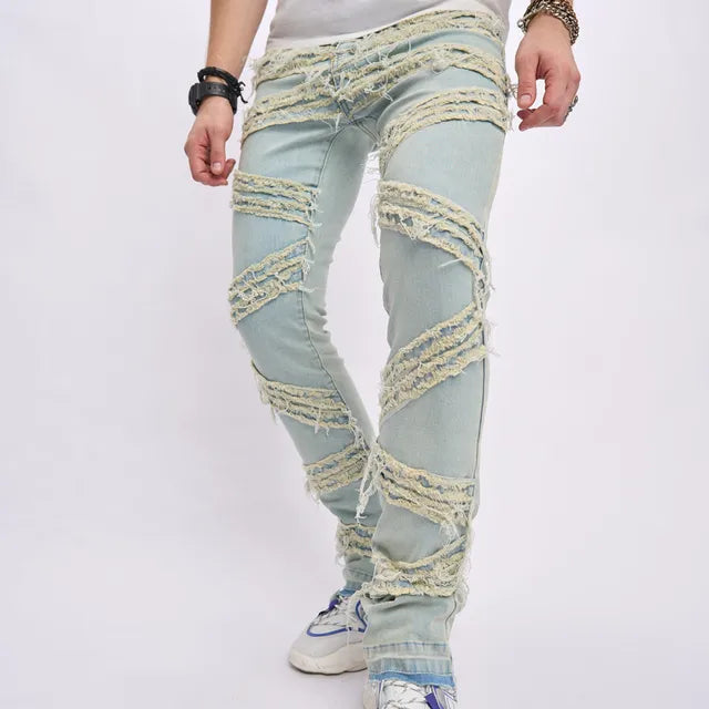 Vintage Stylish Loose Ripped Patch Jeans