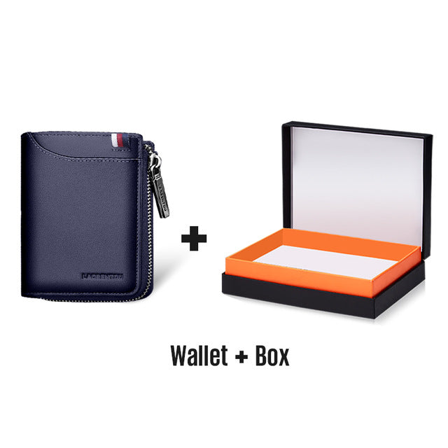 Portefeuille en cuir véritable pour hommes avec fermeture à glissière