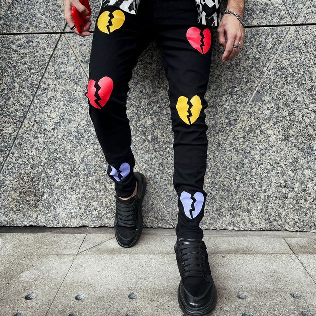 Street Heartbreak Printed Painted Jeans