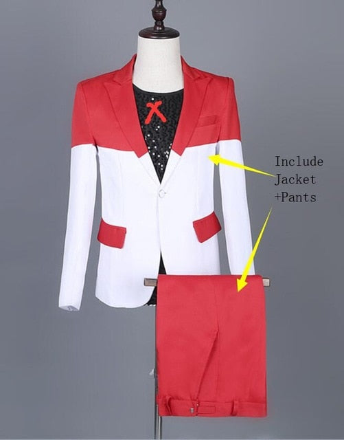 Colorblock Combination Men Formal Buttoned Suit