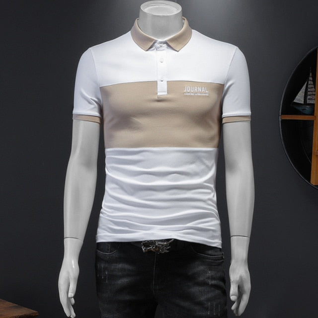 Contrast Center Style Printed Letter Polo Shirt