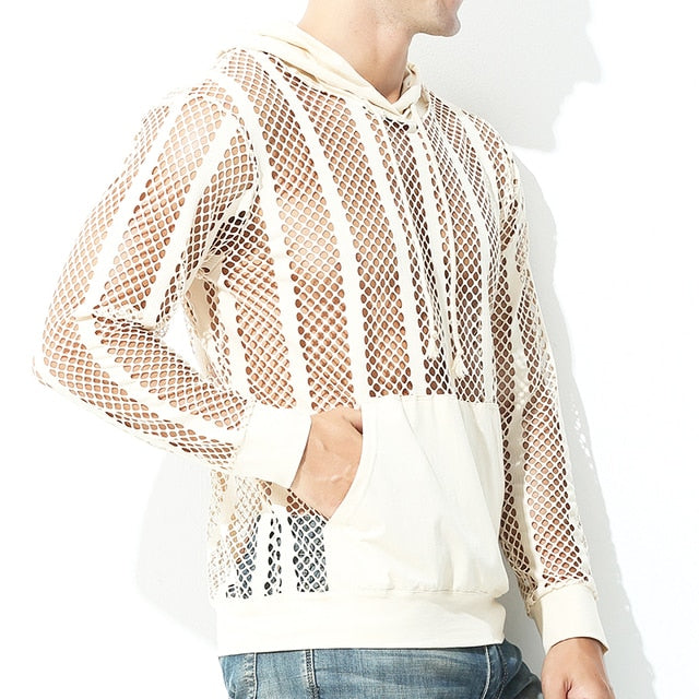 Mesh Transparent Long Sleeve Hoodie