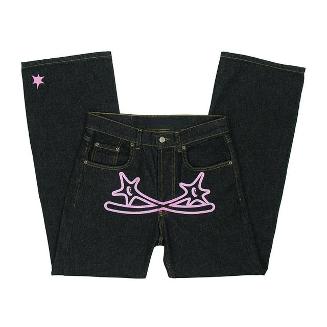 Hip Hop Star Letter Printed Men Jeans