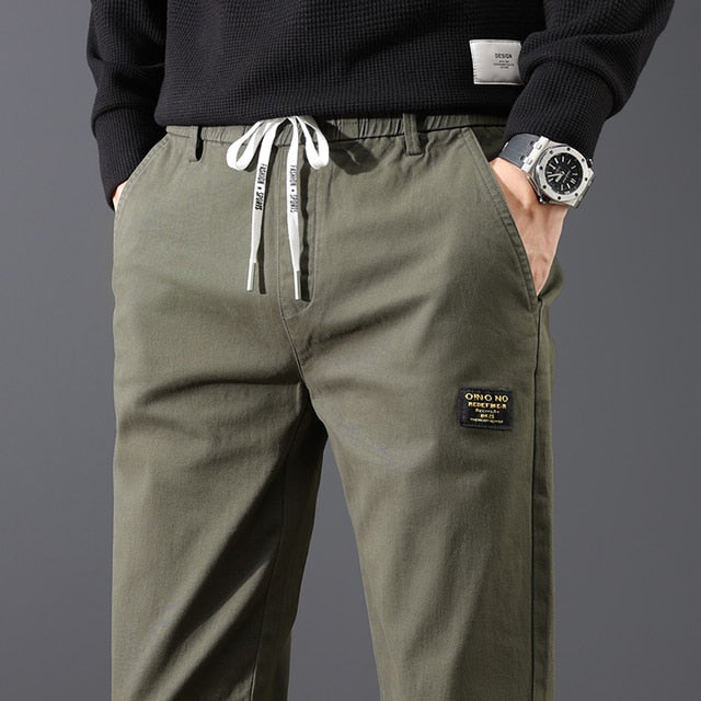 Solid Cotton Regular Fit Straight Pants