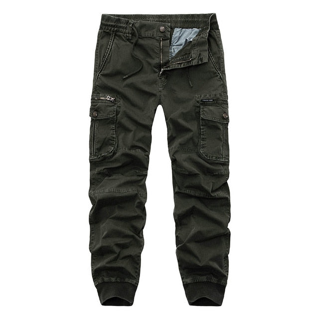 Pantalon tactique cargo en coton solide avec poches latérales style décontracté militaire pour hommes