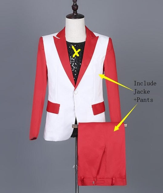 Colorblock Combination Men Formal Buttoned Suit
