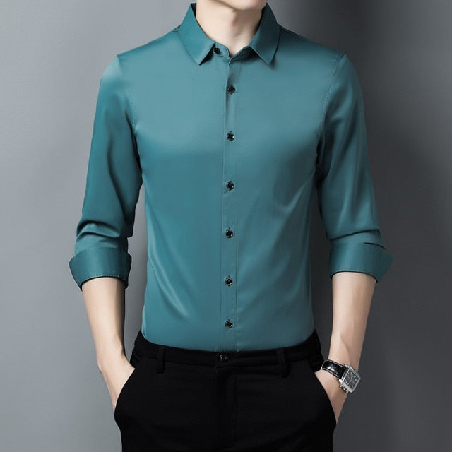 Black Buttons Solid Color Long Sleeve Shirt