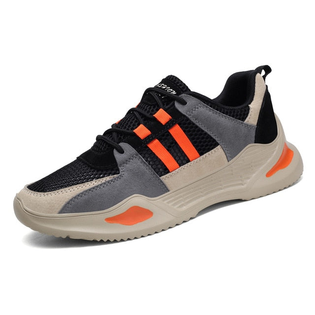 Baskets de marche de couleur à rayures en maille