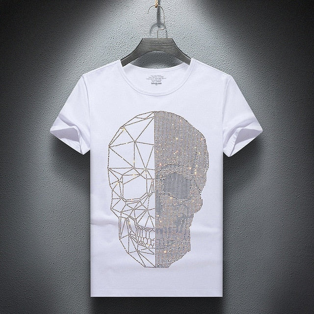 Constellation on Rhinestone Skull Style T-Shirt