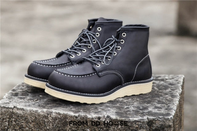 Bottines en cuir véritable vintage cousues Goodyear