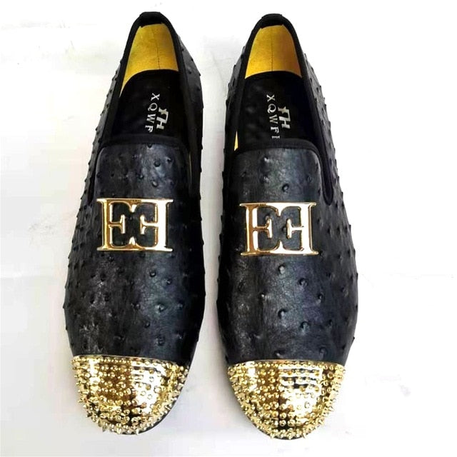 Double E Metal Rivets Cap Toe Style Loafers