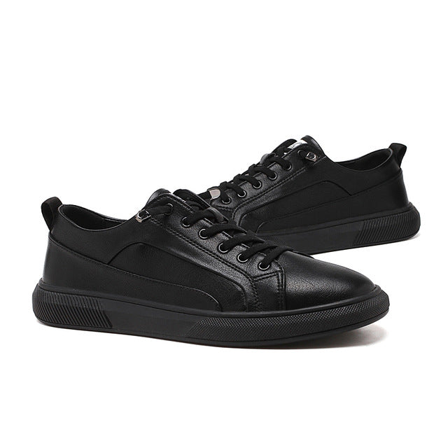 Chaussures plates en cuir Baskets simples de couleur unie