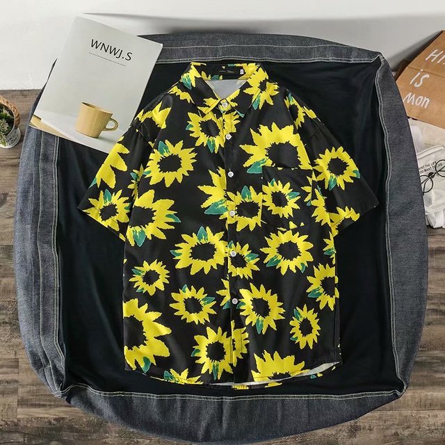 Daisy Printed Hawaiian Beach Shirt