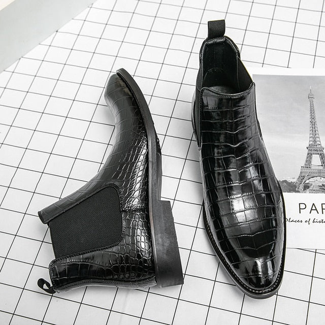 Bottes en cuir à motif crocodile vintage