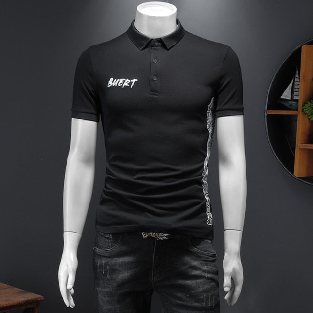 Embroidery Patchwork Viscose Polo Shirt